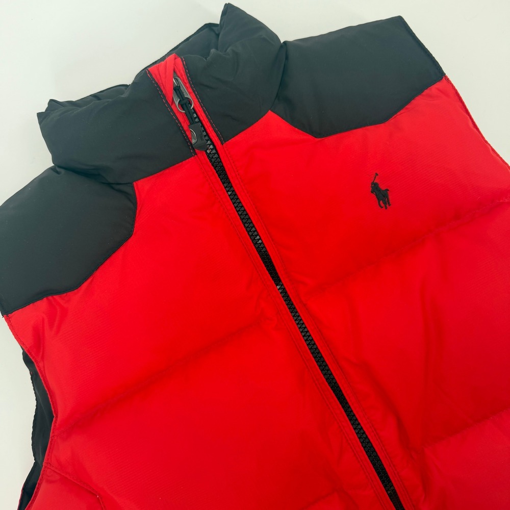Polo Ralph Lauren Kids Large 14-16 Red Black Down Puffer Vest 383160928